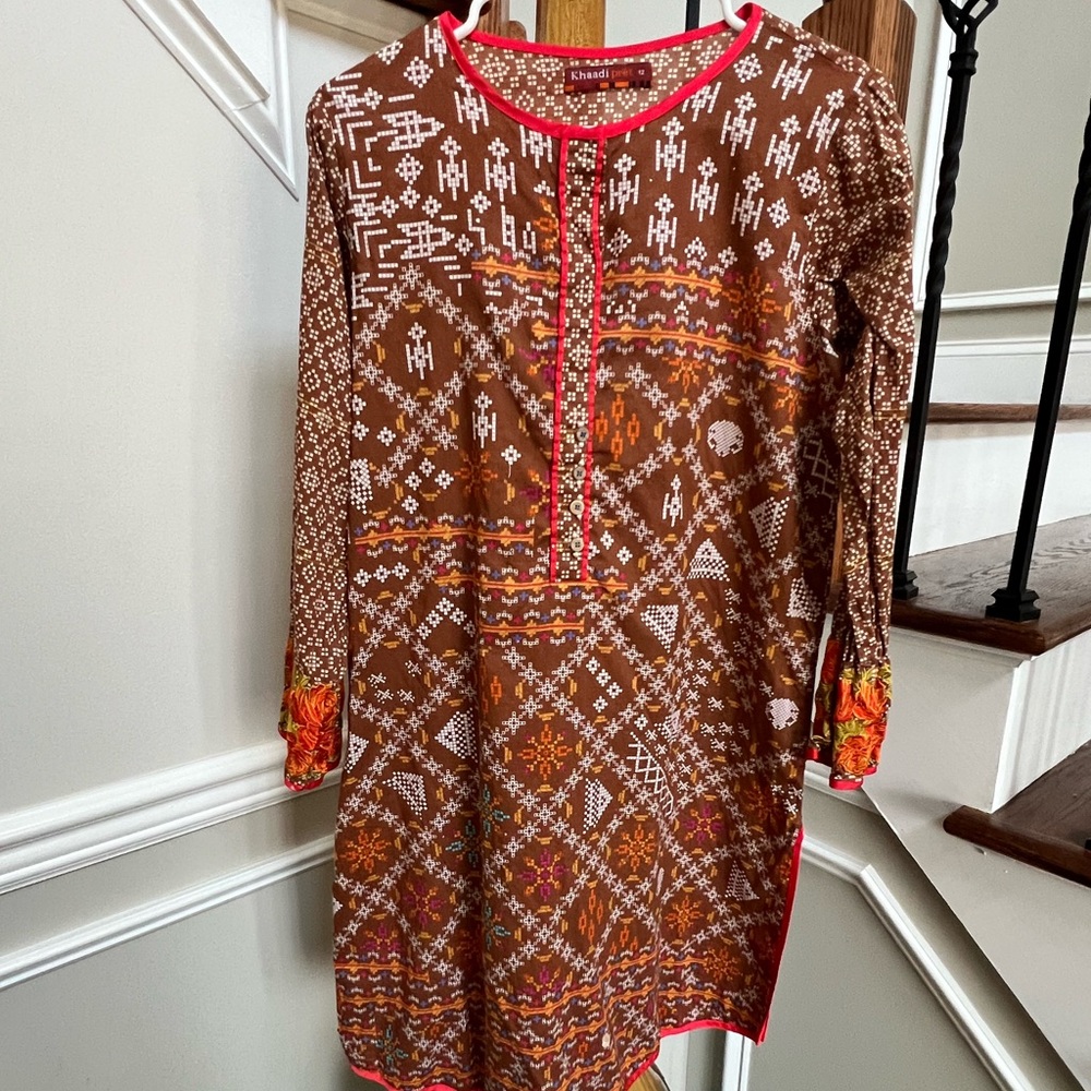 Khaddi lawn/cotton embroidered tunic/kurta indian pakistani kurta